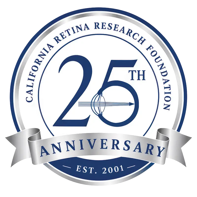 California Retina Research Foundation 25th Anniversary badge, established 2001